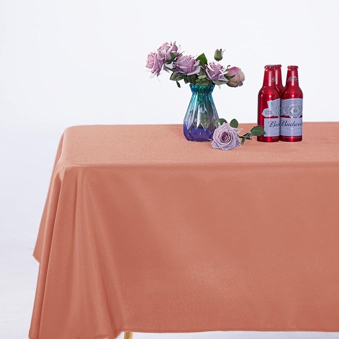 Ascoza 2pack 60x120 Inch Dusty Pink Rectangular Tablecloth 6 Feet Table Cloth in Polyester Fabric for Wedding/Banquet/Restaurant/Parties