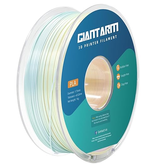 GIANTARM 3D Printer Filament Silk PLA,1.75mm Gradient Rainbow PLA Color Changing Filament with Vacuum Packaging,1kg (2.2lbs) Spool,Dimensional Accuracy +/- 0.02 mm