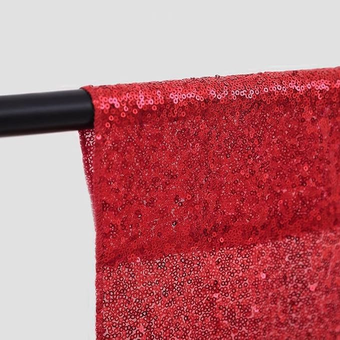 Red Sequin Backdrop Curtains 4 Panels 2FTx8FT Wedding Photo Backdrop Glitter Birthday Bridal Party Curtains Sparkle Background Drapes Parties Decor Curtains