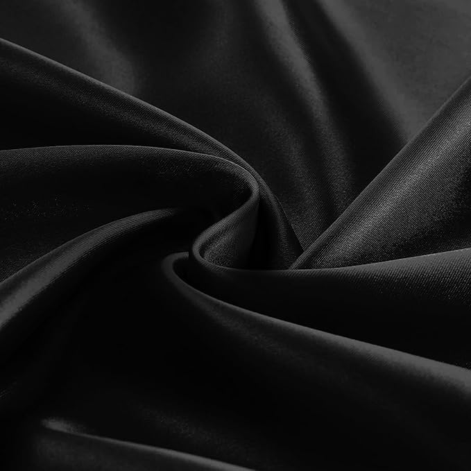 KKJIAF 1 Pack 108 Inch Round Table Cloth, Black Overlay Round Satin Table Cover, Silky Satin Dining Tablecloths for Wedding Buffet Parties Banquet Decoration