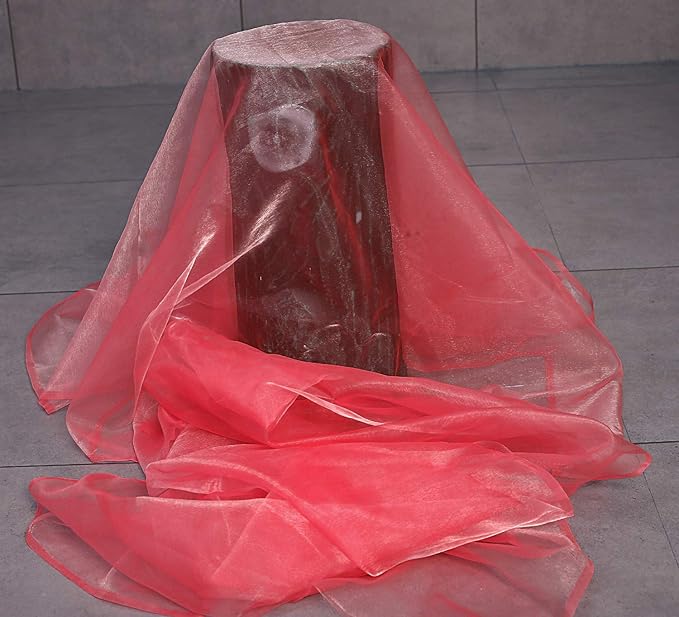 VDS Coral Organza Fabric, 100 Yards Continuous, 45” Wide, Wedding Party Decoration Iridescent Crystal Sheer Shiny Organza Tulle Bridal Dress DIY Crafts Costume Sewing Backdrop Arch Cloth