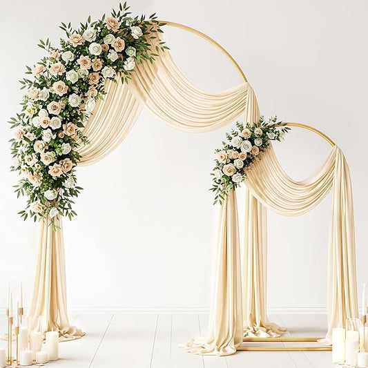 Wedding Arch Draping Fabric 29" x 19Ft Sheer Drapes for Backdrop Wedding Ceremony Reception Ceiling Decor Curtain Baby Bridal Shower Decoration (Champagne, 2 Panels)