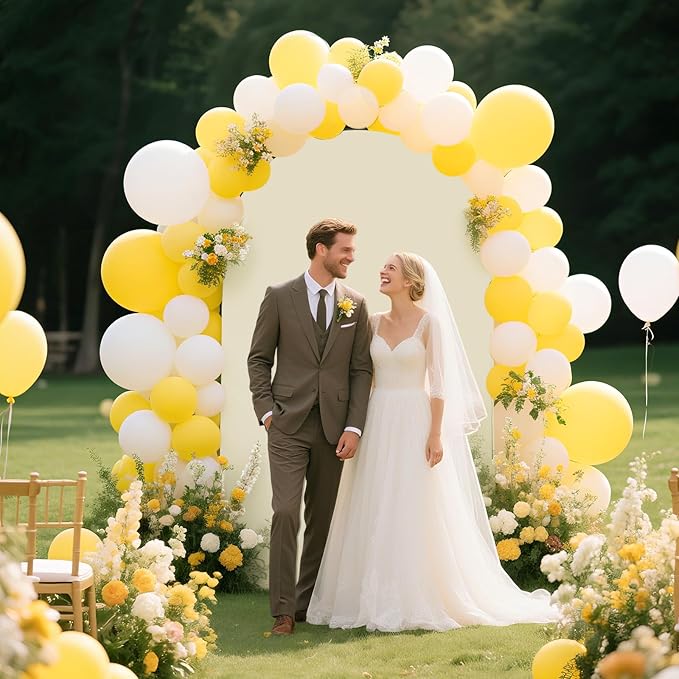 Ledido Wedding Arch Backdrop Cover 7.2FT Arch Covers Fitted Stretchy Spandex Round Top Stand Backdrop Cover for Wedding Banquet Ceremony Birthday Party Baby Shower Event Decoration,Ivory