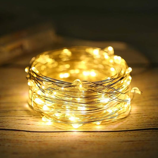 ANJAYLIA 33Ft LED Fairy Lights Battery Operated String Lights 100 LED Firefly Lights Garden Home Bedroom Christmas Party Wedding Festival Decorations, Warm White