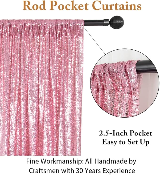 ShiDianYi 8FTx10FT Rose Pink Sequin Photography Backdrop | Shiny Wedding Baby Shower Birthday Party Decor | Sequined Wall Curtain