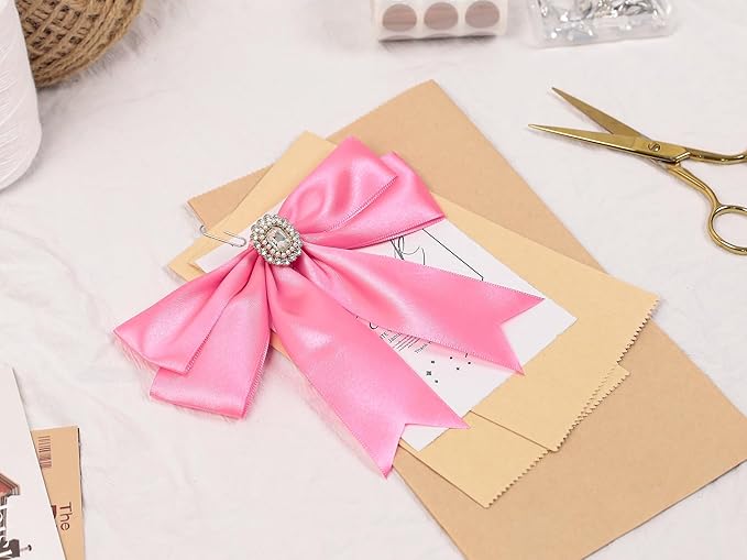 Hot Pink Satin Ribbon 1-1/2 inch X Continuous 25 Yards, Single Face Polyester Ribbon Perfect for Gift Wrapping, Flower Bouquet, Wedding Decor, Crafts, Bow Making, Sewing and More