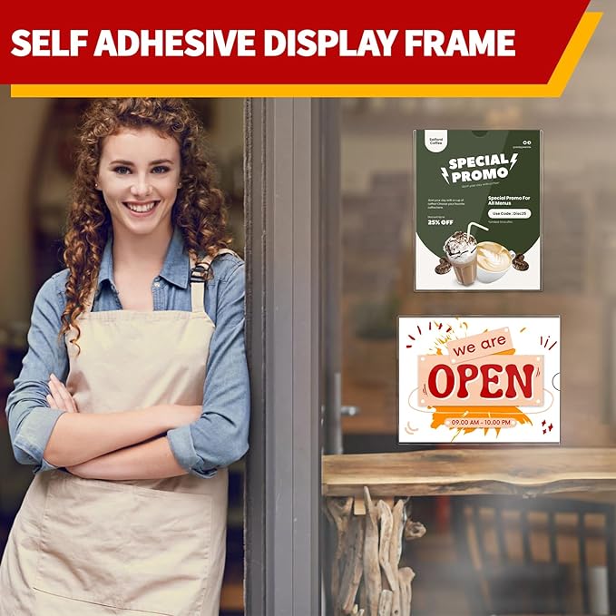 Magnetic Sign Holder 8.5 x 11 - Clear Plastic Frame for Refrigerator, Rigid Paper Holder for Picture Document, Adhesive Frames for Wall Window Door Sign 20 Pack