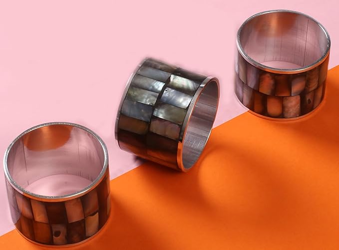 Napkin Rings Set of 8 for Dining Table Decoration Parties Everyday Metal Napkin Holder Napkin Rings for Dinner Table Decor, Wedding, Banquet, Party - Wenge Silver