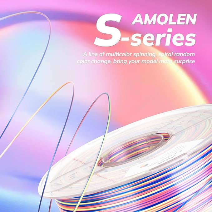 AMOLEN Silk PLA 3D Printer Filament, Shiny Multicolor Rainbow PLA Filament 1.75mm, Fast Color Change PLA 3D Printing Filament for Most FDM 3D Printer, 1kg (2.2lbs), Blue Pink YellowGreen