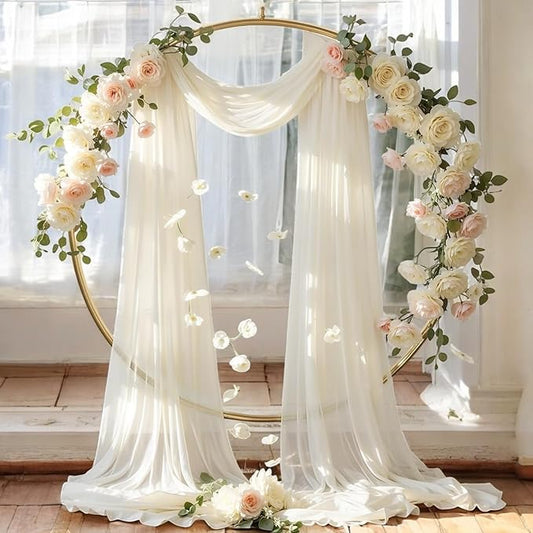 MDS Halloween Chiffon Draping Fabric - 2 Panel, 30" Wide x 100ft Long - Sheer Spooky Arbor & Canopy Drapery for Haunted House Backdrops, Party Ceilings, DIY Costumes & Themed Events - Ivory