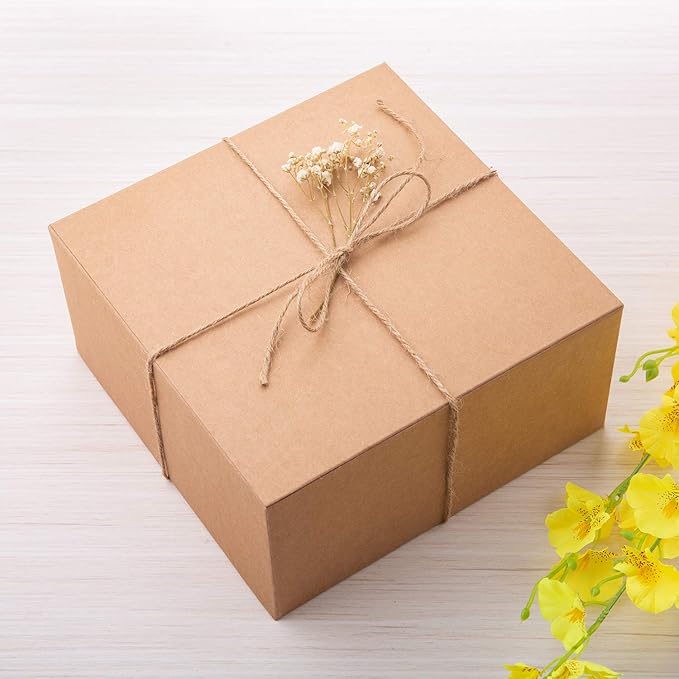 GEFTOL Gift Box 20 Pack 8 x 8 x 4 inches Fold Box Paper Gift Box Bridesmaids Proposal Box for Bridal Birthday Party Christmas（Brown）