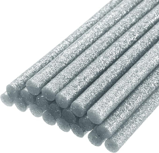 uxcell 20pcs Hot Glue Sticks for Glue Gun 11mm/0.43-inch x 4-inch Mini Hot Melt Adhesive Glue Stick Glitter Silver