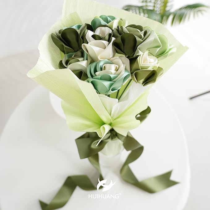 HUIHUANG Olive Green Polyester Satin Ribbon 1.5 inch x 50 Yards for Gift Wrapping, Bows, Flower Bouquet, Wedding, Christmas, Crafts