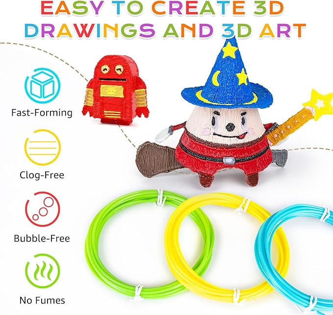 FIROS 3D Pen Filament Refills, 18 Colors 3D Pen PLA Filament, Each Color 10 Feet, Total 180 feet 3D Printing Pen PLA Filament, Compatible with SCRIB3D MYNT3D 3D Pen, Not Suitable for 3Doodler