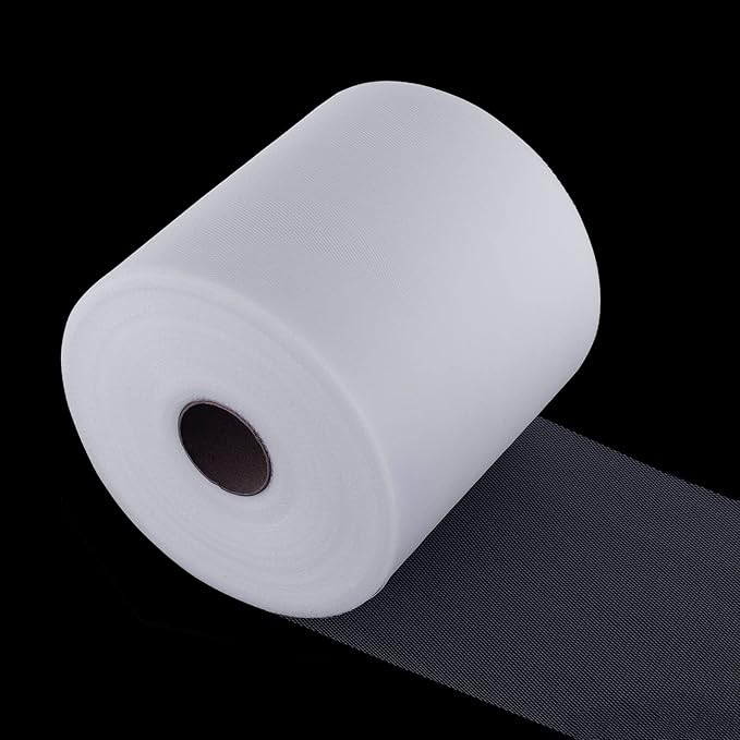 Tulle Fabric Roll, 6” by 200 Yards (600FT) Tulle Organza Fabric Spool for DIY Tutu Skirt Baby Shower Decor Wedding Backdrop Crafts Birthday Party Supplies (White)