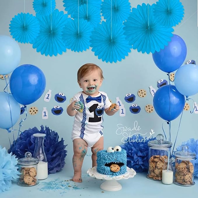 20 Pcs Sky Blue Hanging Paper Fan, Hanging Honeycomb Round Paper Fans for Weddings, Birthdays, Easter, Baby Showers, Classroom, Events Ceiling Party Supplies Decorations