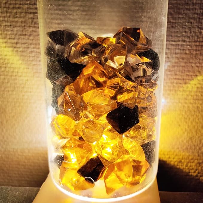 HappyFiller Halloween Decoration Acrylic Gems Fake Crystal Cubes Jewels Rocks for Vase Fillers, Centerpieces,Party Decor Ice Stones Table Scatter,Orange,Black and White,14 OZ
