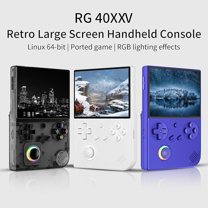 RG40XX V Handheld Game Consoles RG40XXV Retro Game Console Built-in 64G TF Card Preloaded Games 5000+ RG 40XXV Portable Gaming Console Linux 64-bit Supports WiFi Bluetooth HD Output White