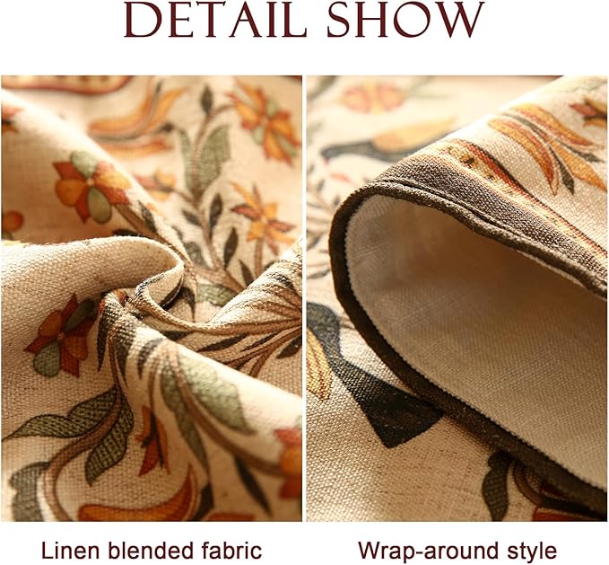 Decorative Linen Table Runner 71 Inches Long,Floral Print Rustic Runner for Table Decor Tabletop Table Runners for Kitchen,Dining,Tea Party,Home,Christmas,12"*71"