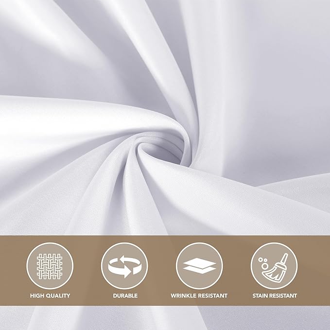 sancua White Square Tablecloths 54x54 Inch, 2 Pack - Fabric Table Cloth for Square or Round Tables, Washable Polyester Table Cover for Dinner, Holiday Party, Decorative Display Tables