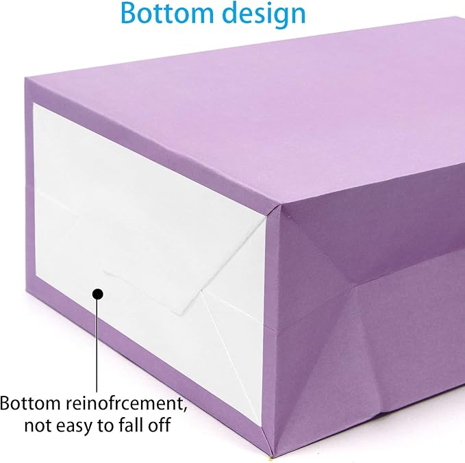 25 PCS Small Gift Bags Purple Kraft Paper Bags with Handles for Party Favors (8.2 x 6 x 3.1 In)