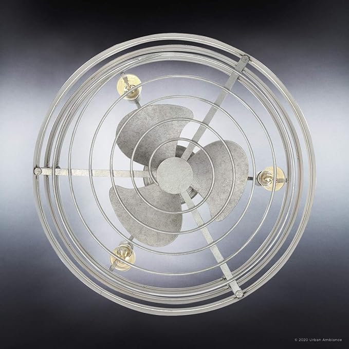 Urban Ambiance Luxury Modern Farmhouse Indoor Ceiling Fan, Small Size: 18.1" H x 23.5" W, with Modern Style Elements, Galvanized Steel Finish, UHP9030 from the Adelaide Collection