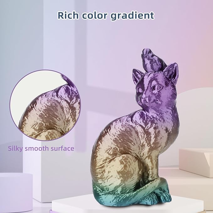 Silk PLA 3D Printer Filament 1.75mm Silk Shiny Fast Gradient Color Change Rainbow Multicolor PLA Filament 1kg (2.2lbs) /Spool for FDM 3D Printers-Lavender