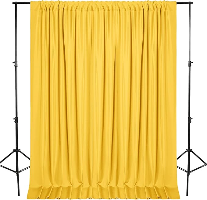 DWCN 10x10 FT Backdrop Curtains for Parties, Photography Backdrop Drapes with Rod Pockets for Wedding Decorations Stage Birthday Family Gatherings, 2 Panels 5ft x 10ft, Yellow