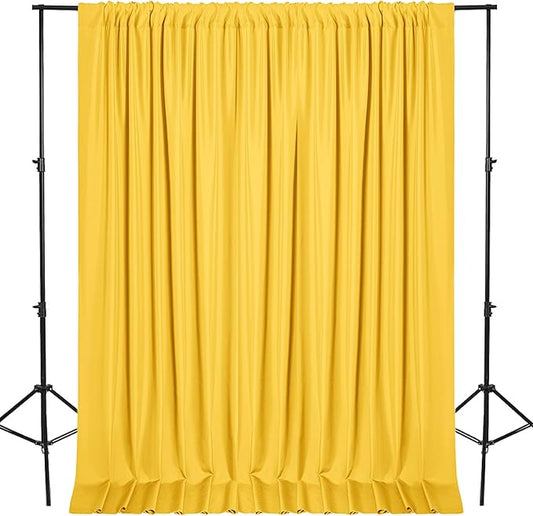DWCN 10x7 FT Backdrop Curtains for Parties, Photography Backdrop Drapes with Rod Pockets for Wedding Decorations Stage Birthday Family Gatherings, 2 Panels 5ft x 7ft, Yellow