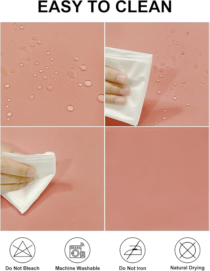 Fokitut 2 Pack Waterproof Rectangle Tablecloth, 60x120 Inch,Stain Resistant and Wrinkle Polyester Table Cloth, Fabric Table Cover for Kitchen Dining, Wedding, Party, Holiday Dinner-Dusty Pink