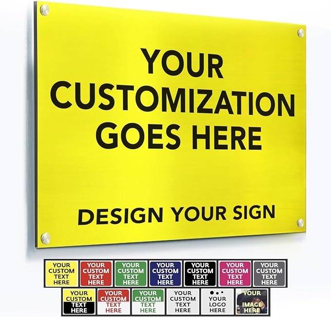 Custom Outdoor Metal Signs, Personalized Aluminum Signs, Customized Safety Signs, Metal Business Signs, Waterproof Outdoor Business Signs, White Aluminum (Yellow, 30x24 In)