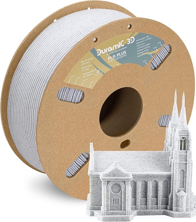 DURAMIC 3D PLA+ Filament 1.75mm 1Kg Marble, PLA Plus Filament 1Kg Spool(2.2lbs) Tougher and Stronger, Dimensional Accuracy Probability +/- 0.02mm