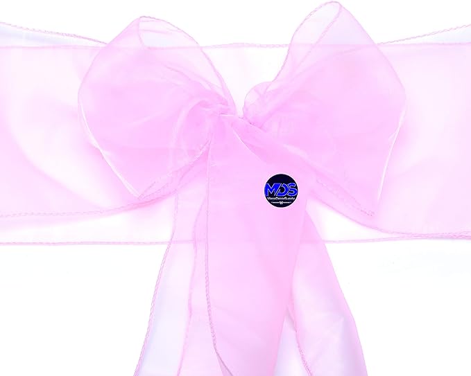 MDS Pack of 300 PCS Organza Chair Sashes Wider Dining Chair Bows Ribbon Tie Back for Wedding Party Birthday Bridal Shower Reception Event Banquet Home Chair Cover Decoration - Pink