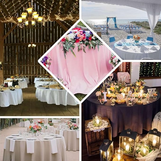 Efavormart Round Tablecloth, 108 Inch Stain & Wrinkle Resistant Washable Table Cloth, Decorative Polyester Fabric Table Cover for Banquet, Wedding, Dining- Dusty Blue