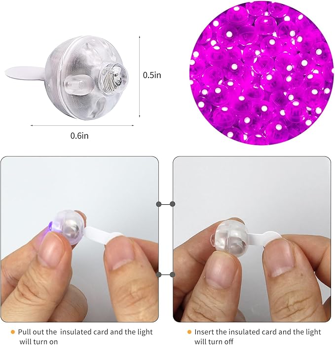 Aogist 100pcs Pink Balloon Lights,Long Standby Time Waterproof Mini Light,Battery Powered,Round LED Ball Lamp for Latex Balloon Paper Lantern Party Wedding Festival Christmas Halloween Decorative