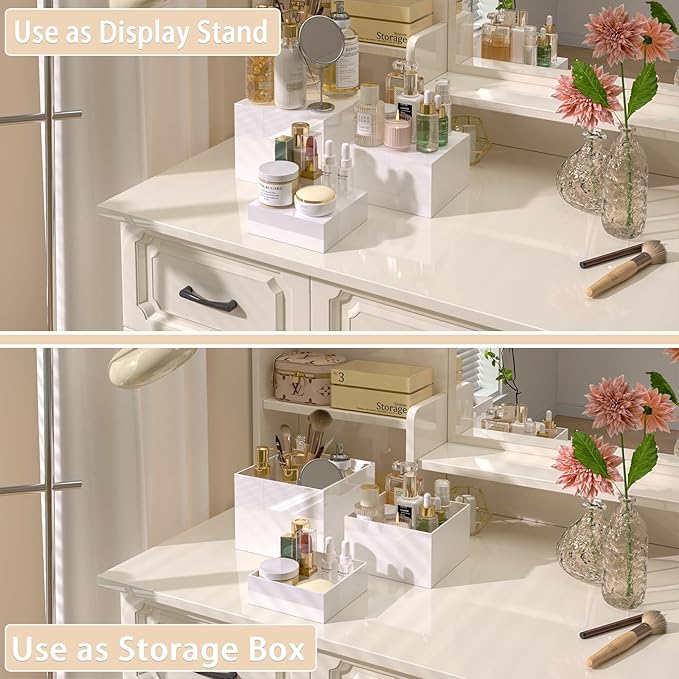 Buffet Risers, Food Display Risers for Party, White Acrylic Risers Display Stand for Buffet Table, Catering Displays for Dessert, Cube Box Nesting Riser with Hollow Bottoms (5"x6"x7"x8"x9"x10" 6 PCS)