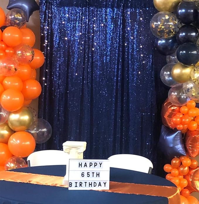 SquarePie Sequin Backdrop 8FT x 8FT Navy Blue Curtain Background Wedding Party Decoration