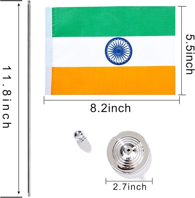 ZXvZYT 2 Pack India flag Indian Table Flag Small Mini Indian Desk Flags With Stand Base,International Festival Events Celebration Decorate,Home office Decorations
