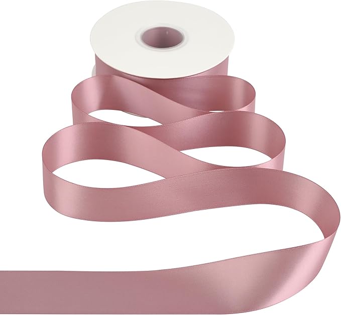 HUIHUANG Mauve Satin Ribbon 1-1/2 inch x 50 Yards Dark Rose Ribbon for Flower Bouquet, Eternal Flowers, DIY Crafts, Party Favors, Bridal Shower Wedding Decor, Gift Wrapping, Bows