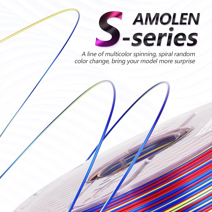 AMOLEN Silk PLA 3D Printer Filament Bundle, PLA Filament 1.75mm Shiny Multicolor Rainbow Pack, Fast Color Change 3D Printing Filament, Blue Red Yellow Green, 1KG X 2 Spools