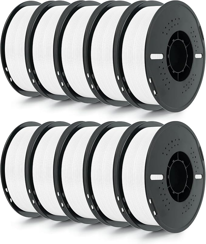 Kingroon 10KG White PLA Filament 1.75mm 3D Printer Filament Pla Filament Dimensional Accuracy +/- 0.02mm, Fit Most FDM Printer, 1KG X 10 Spools