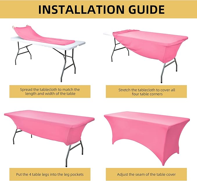 2-Pack 4ft Spandex Table Covers for Rectangular Folding Tables - Wrinkle Resistant Stretch Tight Table Cloths - Ultimate Fitted Table Protector for Parties, Banquet, and Wedding