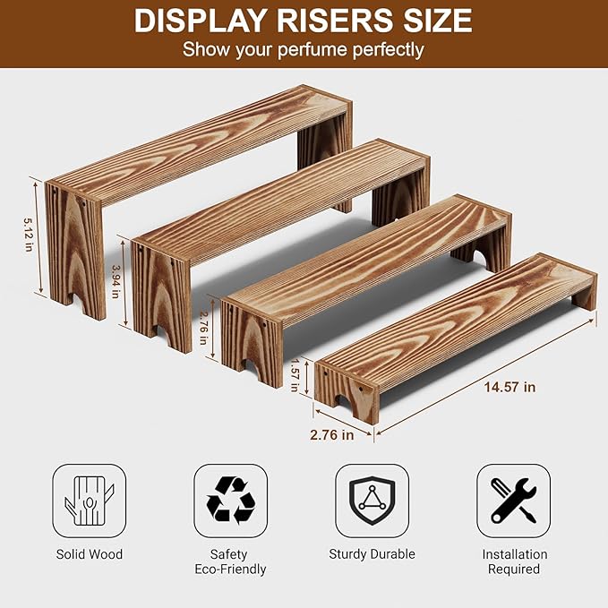 14 Inch Large Wooden Tiered Riser Display Stands, 2 Set Stackable Wooden Cupcake Stand Dessert Table Display Set,Tiered Shelf Organizer,Display Stands Shelf,Vendor Booth Display Items for Vendor Events