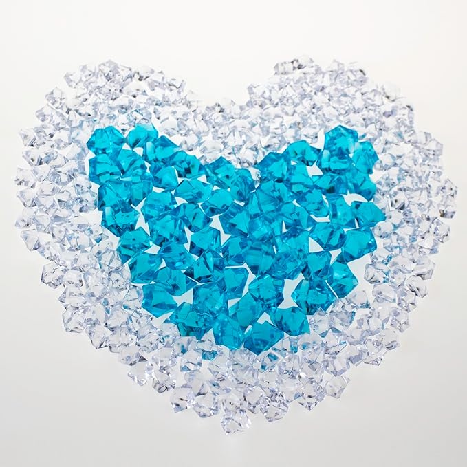 820 PCS Blue Fake Ice,0.43x0.55 Inch,1.1 lbs Acrylic Crystal Gemstones for Decoration, Photography, Vase Filling, and Parties,Non-Toxic and Reusable