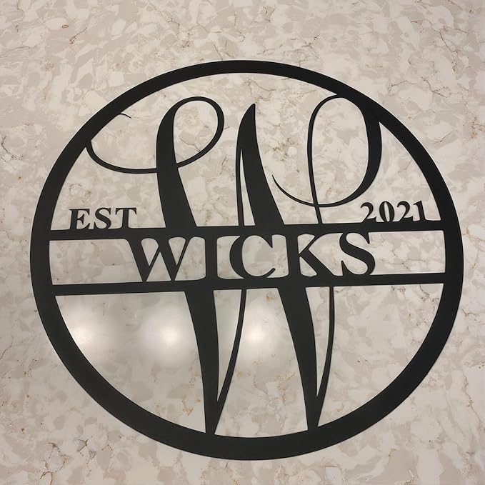 Personalized Metal Name Signs, Split Letter Monogram Wall Decor, Custom Last Name Sign, Family Name Sign for Outdoor, Personalized Wedding Gift, Garden Decor, Metal Wall Art, Housewarming Gift (MonogramDesign_7)