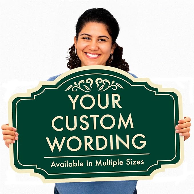 Custom Decorative Outdoor Metal Sign, Personalized Aluminum, Customized Driveway, Waterproof Made in USA - Design 2, Forest Green 18x12 In