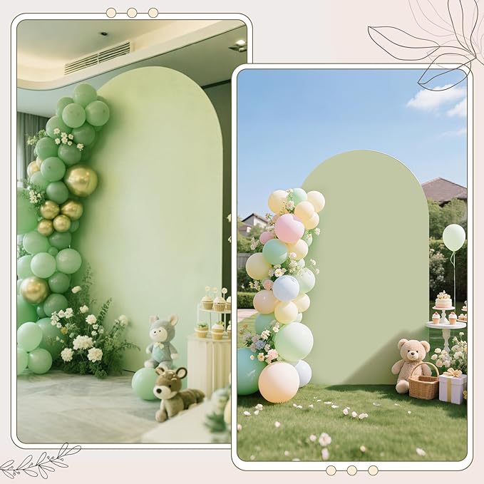 Ledido Wedding Arch Backdrop Cover 7.2FT Arch Covers Fitted Stretchy Spandex Round Top Stand Backdrop Cover for Wedding Banquet Ceremony Birthday Party Baby Shower Event Decoration,Green