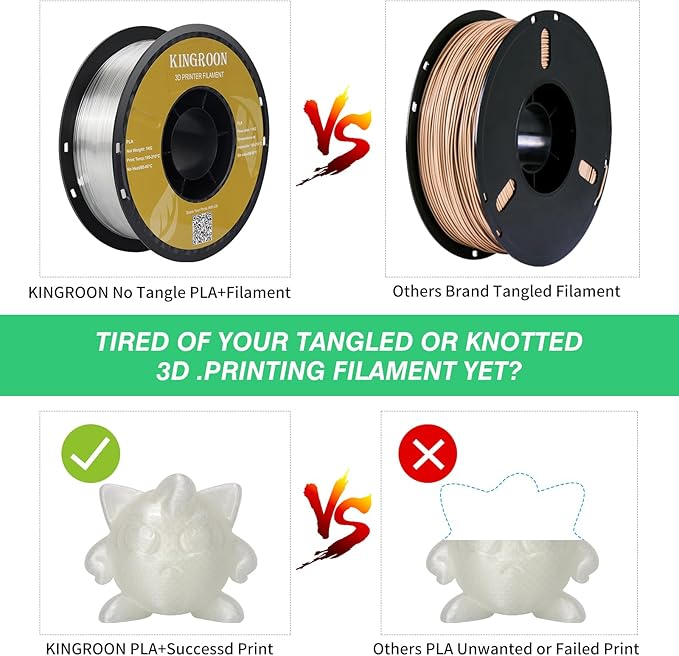 Kingroon PLA Filament 1.75mm 3D Printer Filament Transparent Pla Filament 1kg Filament Dimensional Accuracy +/- 0.02mm, Fit Most FDM Printer, Transparent