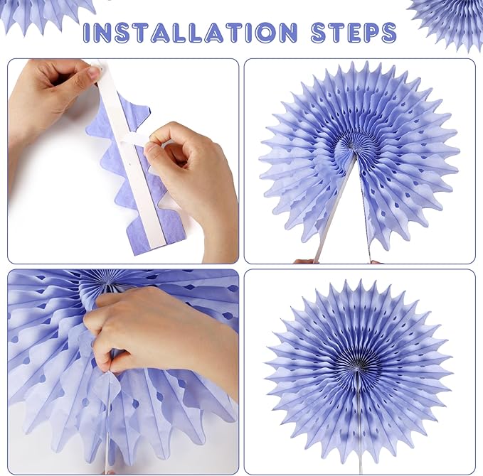 12PCS Paper Fans Pastel Rainbow Colorful Party Decorations Tissue Paper Flowers Decorations for Girl Groovy Birthday Baby Shower Wedding Bachelorette Room Wall Hanging Décor