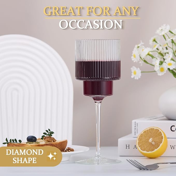 Plastic Goblets Wine Glasses - 12Oz Acrylic Wine Glasses Origami Unbreakable Clear Plastic Cocktail Glasses Recyclable Shatterproof Reusable Wine Cups for Parties & Weddings (Transparent 1)